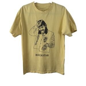 Post Malone Superradical "Rockstar" Graphic Tee - Size M Yellow Short Sleeve
